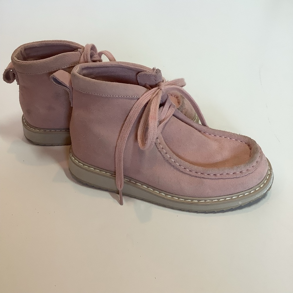 Gap Blush Pink Suede Lace Up Moc Toe Booties Sz 12